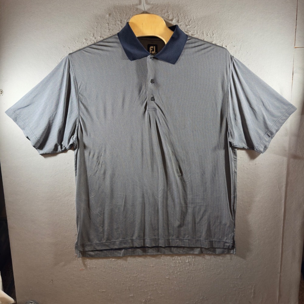 1534 | FootJoy Performance Micro Check Golf Polo Shirt Blue Mens XXL